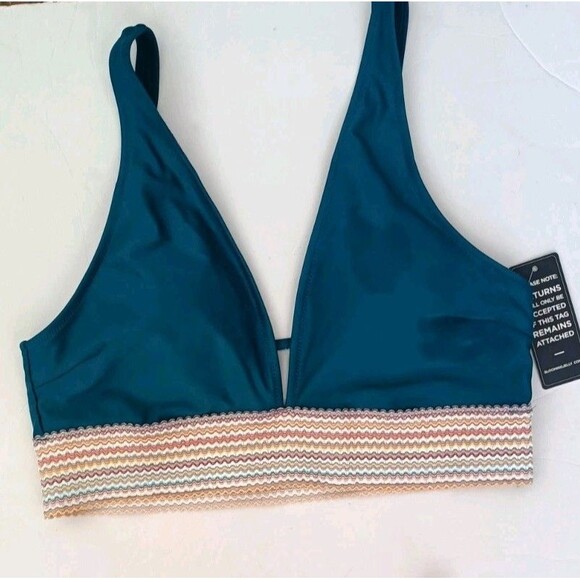 Blooming Jelly High Waisted Bikini Set  Size XL Teal Blue Tummy Control New - Picture 6 of 9